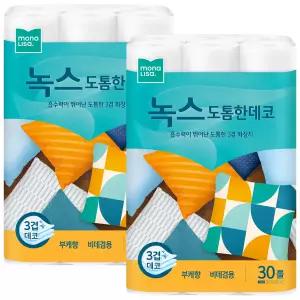 모나리자 녹스 도톰한 데코 3겹 30롤 x 2팩 화장지 휴지