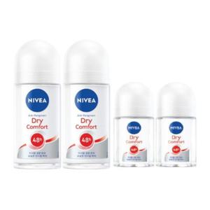 니베아 데오드란트 롤온 드라이 컴포트 50ml 2개 + 휴대용 미니 25ml 2개