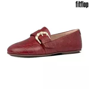 핏플랍 Dynamicush 리스벳 크록 로퍼 레드 레더 여성 신발 AK5-790