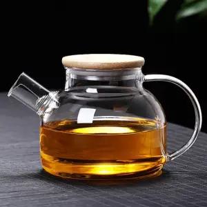 리빙로더 내열 유리 차주전자(1L) (대나무+스텐뚜껑)