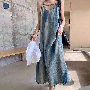 [리빌모아]여자 여름 브이넥 넥끈 나염 민소매 롱 원피스 LDW OPS SBM072_P394275012