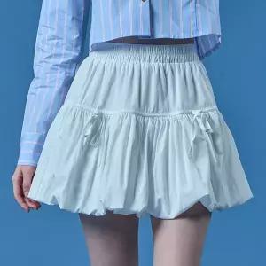 [KOLEAT]벌룬 리본 플레어 밴딩 미니스커트 치마바지 [WHITE]