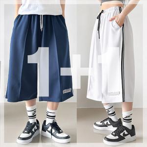 [원쁠원] 챔프 투라인 버뮤다 트레이닝 와이드 반바지 허리밴딩 트랙 7부 오버팬츠 스트릿 루즈핏 데일리 남녀공용 