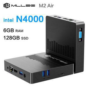 MLLSE 미니 PC M2 Air Intel Celeron N4000 6GB RAM 128GB ROM Windows 11Pro WiFi-5(2.4G&5G) BT 4.2 HDMI