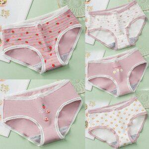 여자 팬티 데일리 여성면 생리 여성 5종 귀여운 언더웨어 딸기 XL 면 편한 삼각팬티 여름 면팬티