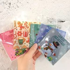 크리스마스 선물 봉투 100장 간식 포장지/비닐/쿠키/포장재/초콜릿/개별/과자/사탕/포장용/포장백/답례