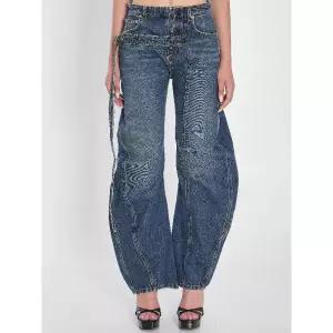 장폴고띠에 블루 데님 하이웨이스트 와이드 스트랩 진 W TR009 D024 57