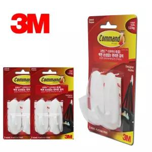 쓰리엠 디자인 훅 벽 걸이 중 6개/코맨드 소품 물건 주방 가정용 멀티 무타공 부착 수납용 접착 욕실 액자