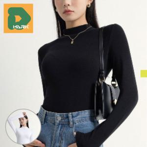 반목티셔츠 반팔 쫀쫀 하객룩 터틀 티 기본 넥 여자 가을 하프 티셔츠 레이어드 얇은 스판 폴라 이너 긴팔