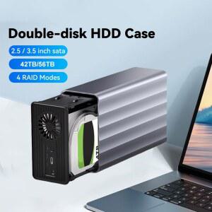 듀얼 베이 HDD 어레이 기능이 INCH RAID 인클로저 DRIVE ING 드라이브 스테이션 있는 5인치 FU EXTERNAL HARD HDD 하드 FOR 도킹 ENCLOSU CASE PC DO STATION 케이스 외장형 WITH PC용 SSD ARRAY BAY ION DUAL