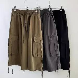 /신상오픈런 여성 카고 반바지 와이드핏 8부 밴딩 면 스트랩