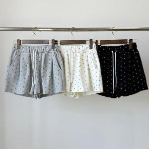 여성 땡땡이 면원단 고무줄 SS 핫팬츠 반바지