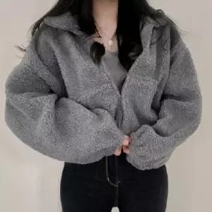 여성 크롭 숏 후리스 뽀글이 집업 점퍼 후리스 루즈핏