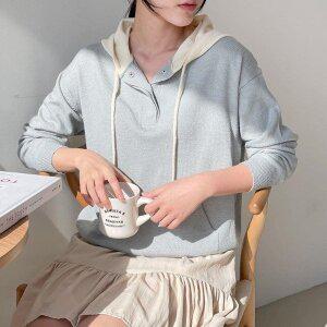 [VY] 여자 봄티 후드니트 콘트라스트 하늘색 연분홍 티셔츠_16127383_588847