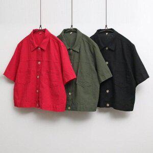 [VY] 여자 민무늬 카키 데일리 SS 빨간 마원단 박스 셔츠_16984209_588847