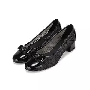 [BABARA][시즌오프] 바바라 소가죽 베이직 엠블럼 여성펌프스 4cm_BBI103