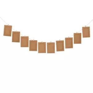 나무집게 종이액자 가랜드 10p세트(4x6) (크라프트)