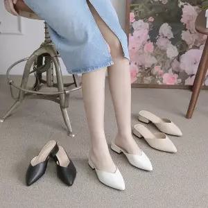 [굽선택 3.5 / 6cm] 뮤트 여성 스틸레토 쿠션 통굽 뮬 블로퍼 (OL-3340+5340)