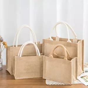 에코 빈티지 내추럴 친환경 토트백 DIY 사각 데일리백 린넨 에코백 황마가방 H206