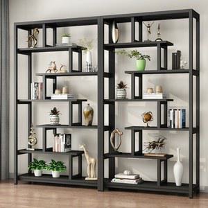 철재 목재 책장 선반 단순 연철 거실 올블랙 깊어진 랜딩 5층 마무리 책상 간단한 장식장