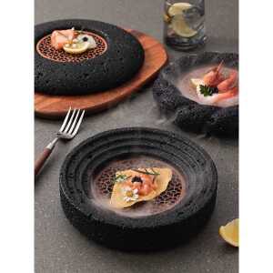 현무암 드라이아이스 접시 일식집 화산석 제주 돌그릇