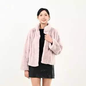 [우진모피](WJ) 코펜하겐 퍼 휘메일 차이나카라 핑크 밍크코트 국내생산 본사직영