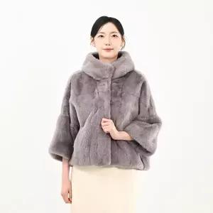 우진모피(WJ) 코펜하겐 퍼 휘메일 진한보라 반후드나그랑 밍크코트 국내생산 본사직영