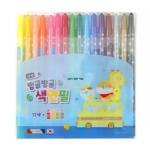모닝글로리 빙글빙글 색연필 16색 블루 준비물/돌리는색연필/색연필세트/샤프식/학교/유치원/색칠놀이