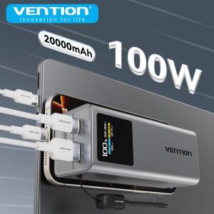 Vention 100W 보조 배터리 20000mAh 휴대용 PD 보조 외장 배터리 파워뱅크 (아이폰 16, 맥북 노트북 고속