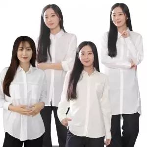 여성 화이트 흰색 아이보리 셔츠 남방 생산 와이셔츠 기본 면접 오피스룩 출근룩 정장 캐주얼 버튼 루즈핏