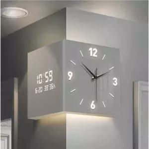 코너 LED 벽시계 양면 모서리 조명 인테리어 시계