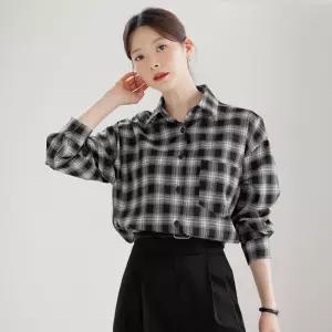 [시크라인] (~XXL까지) 시렌트 루즈핏 체크패턴 셔츠 가을 간절기 데일리 일상 캐쥬얼 출근룩 베이직 빅사이즈