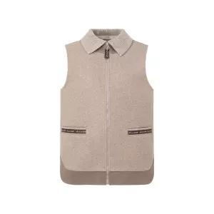 [20%쿠폰+카카오페이7%][크로커다일 레이디] 니트카라 배색 밀링지 베스트_CLDWVT102