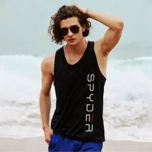 [롯데백화점]스파이더 남성 러닝 레터링 로고 싱글렛 SPIMCNSL231MBLK