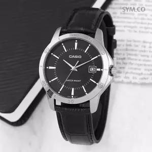 [카시오] MTP-V004L-1A 다이버룩 실버 스틸베젤 아날로그 캐쥬얼 남자 가죽 손목시계 c