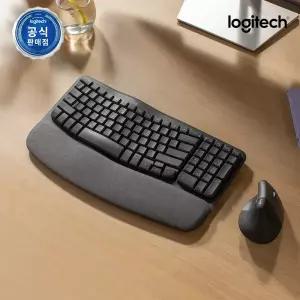 로지텍 코리아 공식 Wave Keys And Lift Combo 무선 블루투스 저소음 인체공학 키보드 마우스 세트 그래파이트