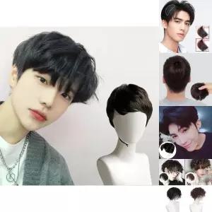LD-1075 남자 다운펌 가발/인모/남성/정수리/헤어/커버/부분/중년/항암/숏컷/머리/대머리/패션/앞머리/라인