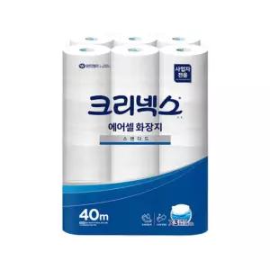 45086 크리넥스 물에잘녹는 에어셀 롤화장지 40M 24롤/개업/선물/3겹휴지/대용량/휴지