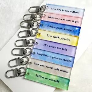 [2개세트]아크릴 수채화 레터링 감성 키링 긍정 문구 커플 키홀더 핸드폰 가방 악세사리