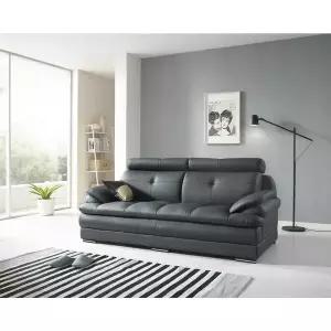 [아시안데코]데코라인 템즈 에어레더 8503 3인용 소파 네이비 쿠션1p 방문설치