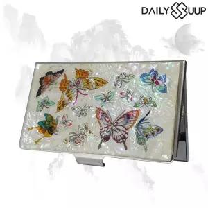 명함지갑 자개 명함케이스 나전칠기 디자인-나비 백/고급/케이스/명함/보관함/전통/디자인/기념품/문화