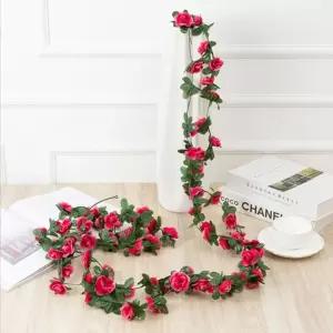 가랜드 장미 조화 넝쿨 2p세트(레드)/소품/식물/덩굴/가짜/화분/벽/꾸미기/행잉/플랜트/실내/실외/나뭇잎