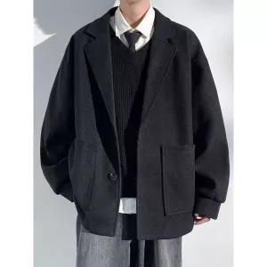 남자숏코트 겨울 떡볶이 모직 숏코트 더플코트 블랙 더블 반코트