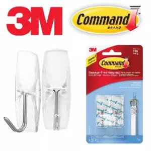 3M 코멘드 강력 투명 와이어 후크걸이 2입/부착/고리/벽후크/무타공/벽걸이/접착식/매직/후크/벽고리/접착