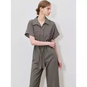 [하프클럽/]모던시크 벨티드 밴딩 롤업 점프수트 (택가격 338000원)