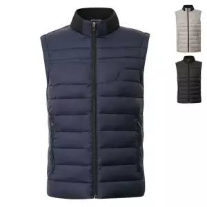 [디바옴므]겨울 배색카라 하이넥 경량 패딩 집업 조끼