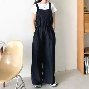 [문에이블]문에이블 여자 여성 봄 가을 간절기 바스락 나일론 허리스트링 멜빵 점프수트