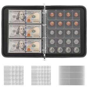 코인 컬렉션 북, 수집가용 홀더, 300 포켓 방화 앨범 및 36 페이퍼 통화 바인더 슬리브, 지폐, 페니, 우표 화폐 정리함