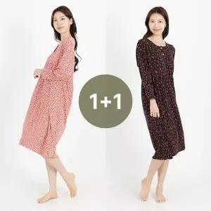시크나인 1+1 피치기모 원피스잠옷 꽃무늬 홈웨어 실내복