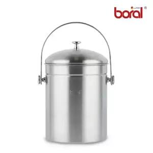 [리퍼상품] 보랄 스테인리스 304 음식물 쓰레기통 5L 스텐 가정용 고정링